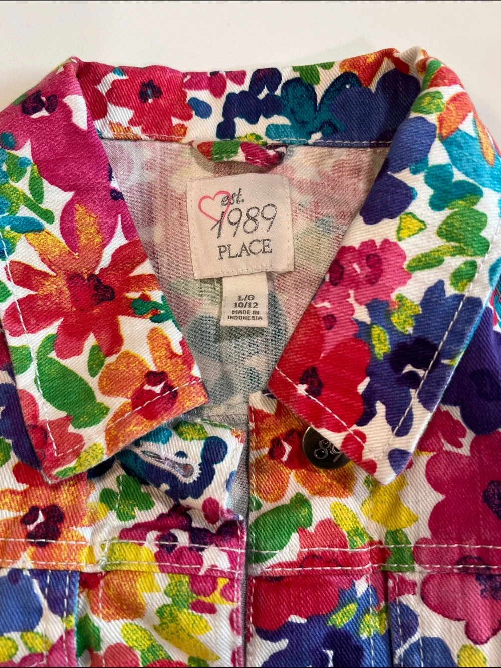 The Children's Place - 10/12, Vibrant Multi-Color Floral Denim Jacket